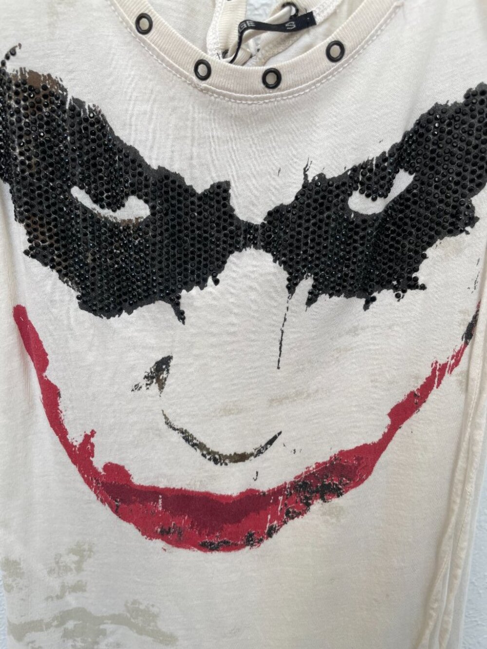 Rare Y2K Joker Dark Knight Grunge Eyelet Lace Up Tank Top Dress S - Picture 11 of 13